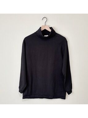 Vintage Cotton Max By Bassett-Walker Black Blank Long Sleeve Tubular Shirt Sz S